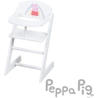Roba Puppenhochstuhl Peppa Pig mit Essbrett - Stuhl für Babypuppen - Holz weiß lackiert - Motiv der Zeichentrick Serie - Puppenmöbel für Kinder ab 3 Jahren, Klein