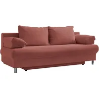 INOSIGN Schlafsofa Como, 2-Sitzer, Federkern, Breite 196 cm, inkl. Rücken.-und Armlehnenkissen rosa