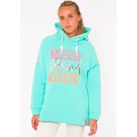 Zwillingsherz Hoodie »Meer Strand Küste«, mit Pailletten-Schriftzug und aufgesticktem Anker-Motiv am Ärmel Zwillingsherz mint