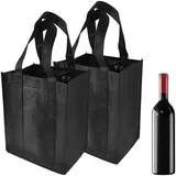 CKCSHI Weinflaschen-Tasche, Weinflaschen-Tasche, Flaschenträger für 6 Flaschen, wiederverwendbares Fach, Weinflaschenhalter mit Tragegriff zur Aufbewahrung von Wein, Bier, Champagner, 2 Stück, Schwarz