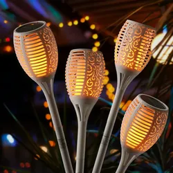 LED Solar Garten Fackel Flamme Feuereffekt H: 79cm Wegleuchte Solarleuchte 4Stk.