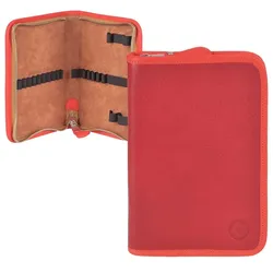 Sonnenleder Schüleretui Stifteetui Federtasche Leder 15 Stiftschlaufen LASSE Stiftetui rot (ungefüllt)
