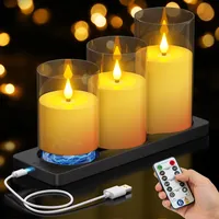PChero 3er Set LED Kerzen Aufladbar mit Magnet Ladestation & Fernbedienung