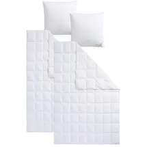 Haeussling Daunenbettdecke + Kopfkissen "Swiss Royal", weiß, B/L: 155cm x 220cm Anzahl Teile 2, B/L: 80cm x 80cm Anzahl Teile 2, Bezug: Baumwolle Füllung: Entendaune/-feder, leicht, Füllung Innenkammer: 100% Federn.