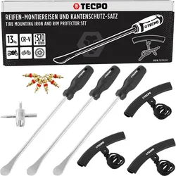 TECPO Reifen Montiereisen und Felgenkantenschutz Satz für Motorrad...