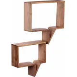 FineBuy Wandboard 2er Set Massivholz Akazie 40 x 20 x 10 cm Braun