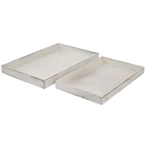 MCW 2er Set Schale H285, Serviertablett Frühstückstablett Holztablett Dekotablett, Shabby-Look Vintage ~ weiß