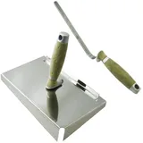 ConToo Fugblech Edelstahl, Profi Ledergriff Premium, 245 x 155mm x 50mm Verfugungsblech + Fugenkelle 10 mm, CT04