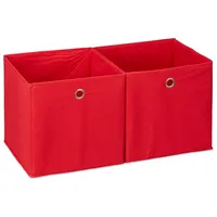 Relaxdays 6 x Aufbewahrungsbox Stoff, quadratisch, Aufbewahrung für Regal,