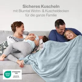 Blumtal Kuscheldecke, Hellblau, Textil, Rechteckig, 270x230 cm, Wohntextilien, Decken, Kuscheldecken