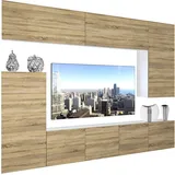 Belini Wohnwand Wohnzimmer-set Vollausstattung Moderne Schrankwand mit Led-beleuchtung Anbauwand Tv-schrank Sonoma Eiche