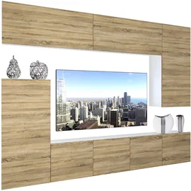 Belini Wohnwand Wohnzimmer-set Vollausstattung Moderne Schrankwand mit Led-beleuchtung Anbauwand Tv-schrank Sonoma Eiche