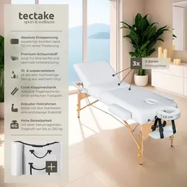 Tectake tectake® 3 Zonen Massageliege Somwang Breite 70 cm, Polsterung 7,5 cm mit Holzgestell, 218 x 102 x 90 cm