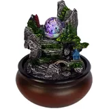 Zimmerbrunnen Tischbrunnen aus Polyresin Mini LED Kristallkugel Wasserfall Brunnen Zen Meditation Steingarten Brunnen Wohnkultur