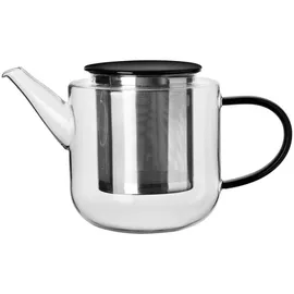 Asa Selection Teekanne, mit schwarzem Henkel/Deckel, 24,1 x 12,9 cm, H. 13,7 cm, 1,1 l., Glas