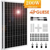 200W Solarmodul Solarpanel Kit Photovoltaik 2x100 Watt für Wohnmobil Balkonkraftwerk