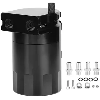 Ölauffangbehälter-Kit, Oil Catch Can, Universal Oil Catch Can Kit 300 ml Reservoirtankmotor Schwarz polnische Aluminiumlegierung mit Leitblech