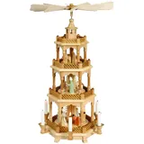 Pyramide Christi Geburt mit Schäferei natur BxHxT 29x58x29cm NEU Holzpyramide