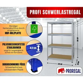 Proregal Schwerlastregal Metall 180x120x60 cm Silber unbestückt