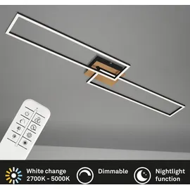 Briloner LED Deckenleuchte dimmbar, Fernbedienung, CCT 40W Holz-schwarz Metall