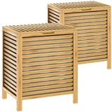 CASARIA Wäschekorb Bambus 2er-Set 62L Wäschesack herausnehmbar
