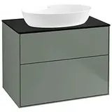 Villeroy & Boch Finion Waschtischunterschrank F99200GM 80x60,3cm, Abdeckplatte black matt, Olive Matt Lacquer