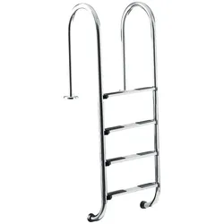Poolleiter KWAD "Edelstahlleiter 4stufig breit 150cm", silber (silberfarben), B:50,0cm H:184,0cm, Edelstahl, Leitern, 150 cm Höhe
