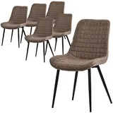 ML-DESIGN Stuhl Esszimmerstühle mit Rückenlehne moderne Design Lounge Küchenstühle (6 St), Polsterstuhl Esstischstühle 6er Set Küchenstuhl PU-Leder braun
