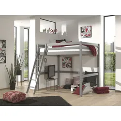Hochbett VIPACK "Pino", grau, B:215cm H:190cm L:209cm, Hochbetten