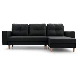 e-meubles Ecksofa Carl – Ottomane Links und rechts montierbar, Couch für Wohnzimmer, Schlafsofa Sofagarnitur Sofa Eckcouch L-Form Wohnlandschaft, m... - Schwarz