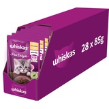 whiskas Nassfutter für Kätzchen Whiskas Junior Huhn Gelee Katzen mit in Beuteln 28x85g