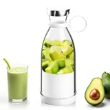 Frischsaft-Mixbecher, Smoothie-Maker mit tragbarem Deckel, 350 ml Fassungsvermögen, geeignet für frische Säfte, Milchshakes, Smoothies und Babybrei - Weiß