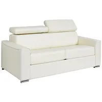 Vente-unique-Schlafsofa mit Matratze 3-Sitzer - Büffelleder - Weiß - Liegefläche 140 cm - Matratze 14 cm - Vizir