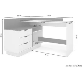 byLIVING Eckschreibtisch Belfast Eiche / Braun