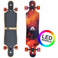 Apollo Longboard Twin Tip DT Longboard 40", aus Holz mehrlagig verleimt für Idealen Flex & Stabilität rot