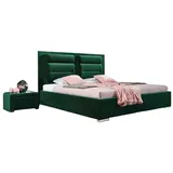 Xlmoebel Schlafzimmer-Set Bett Textil 2x Nachttische 3 tlg. Schlafzimmer Set Möbel Modern Luxus, (3-tlg., Bett + 2x Nachttische), Hergestellt in Europa grün