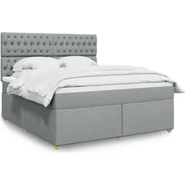 vidaXL Boxspringbett mit Matratze Hellgrau 180x200 cm Stoff