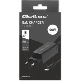 Qoltec 52420 90-W-GaN-Superschnellladegerät 5–20 V 3–4 5 A USB-C 3.1