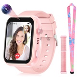 4G Smartwatch Kinder mit GPS und Telefon, Smart Watch Kinder mit WLAN Videoanruf Kamera SOS, IP67 Wasserdicht Kinder Smartwatch mit GPS Echtzeit-Ortung,Musik-Video-Player,Alarm (T45, Pink)