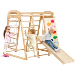 VEVOR Indoor Klettergerüst 7 in 1 Kleinkind Spielplatz Holz Kletterspielzeug L