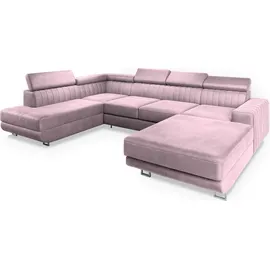 masseno Ecksofa Polyester U-Form mit Schlaffunktion 2-Sitzer Lila