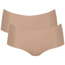 SLOGGI Damen Shorts, 2er Pack nahtlos, gewellte Abschlüsse hinten, Microfaser, braun
