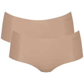 SLOGGI Damen Shorts, 2er Pack nahtlos, gewellte Abschlüsse hinten, Microfaser, braun