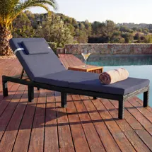 Mendler HWC-A51 Sonnenliege 200 x 70 x 30 cm Schwarz