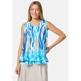 pm selected Damen Blusentop Sommer Sleeveless Overlay Satin Muster Top PM33