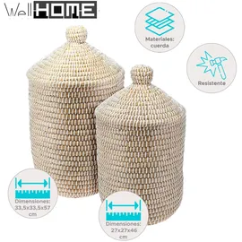 well home mobiliario & decoración Well Home Set mit 2 Wäschekörben mit Deckel, Ø 27 cm, Ø 33,5 cm