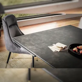 KADIMA DESIGN Esszimmertisch 180 - 260 cm Ausziehbar Keramik Glas Schwarz, Keramiktisch Groß, Designer Küchentisch Rechteckig, Esstisch Extravagant mit