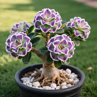 Wüstenrose/Adenium obesum/Sukkulent Wüstenrose/Zimmer Wüstenrose-Mehrjährig winterhart,Herbstpflanzung für Frühlingsschönheit-4 Rhizome-J