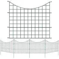 Izrielar Teichzaun Gartenzaun, 11 Stück Set Gitterzaun, Teichzaun Steckzaun Metallzaun - 5 Zaunelemente 6 Befestigungsstäbe (Unterbogen)