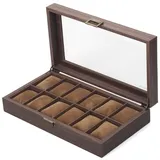 Uhrenaufbewahrungsbox | Uhrenschachtel | Uhrenschatulle | Uhrenbox | Watch Box aus Kunstleder mit Holzmuster